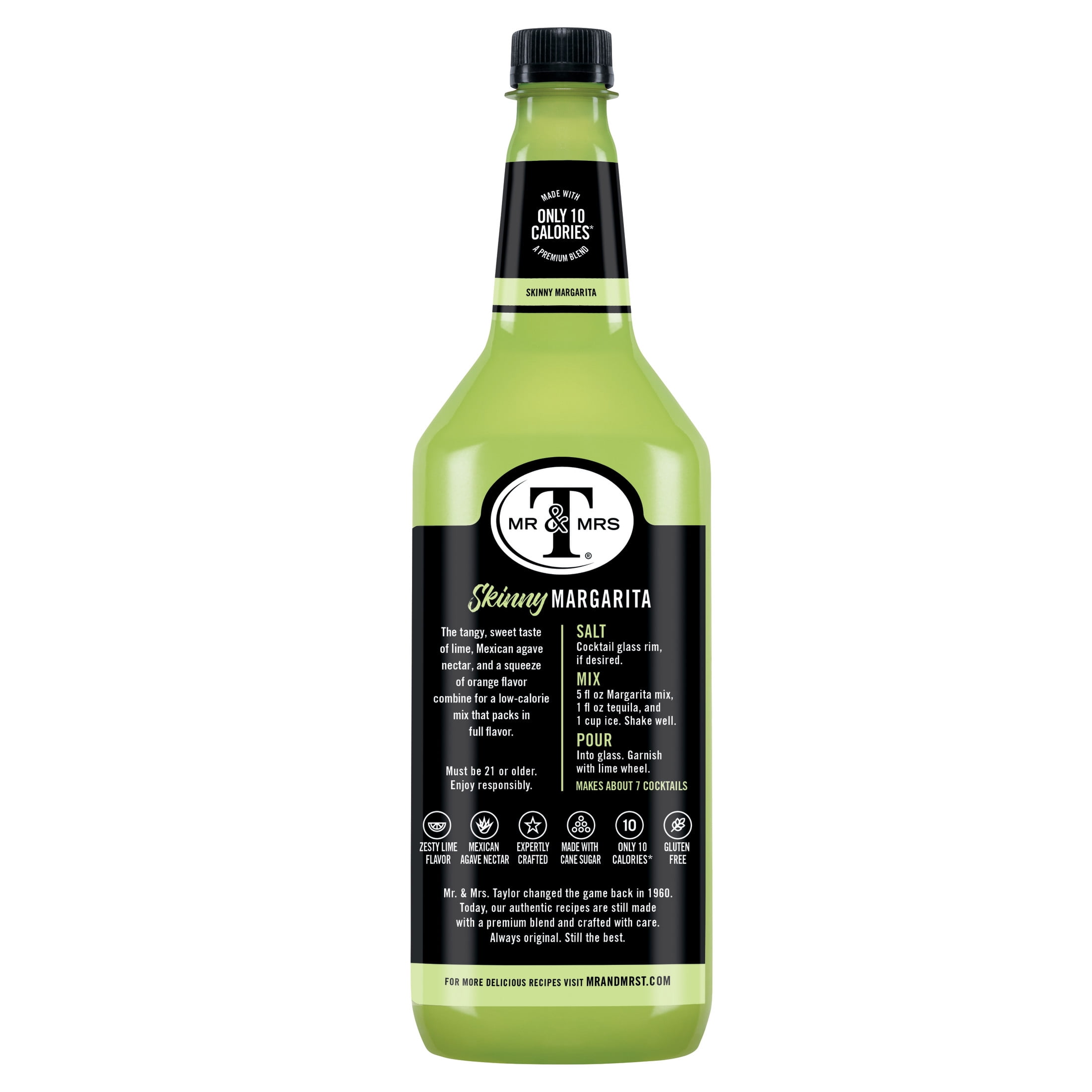 Mr & Mrs T Skinny Margarita Cocktail Mix, 1 L, Plastic Bottle, Shelf Stable