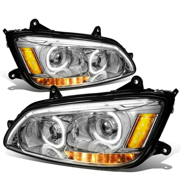 DNA Motoring HL-HAY-005-CH For 2008 to 2019 Kenworth T170 T270 T370 T660 T700 T300 Pair LED DRL   Turn Signal Projector Headlight Lamps 09 10 11 12 13 14 15 16 17 18