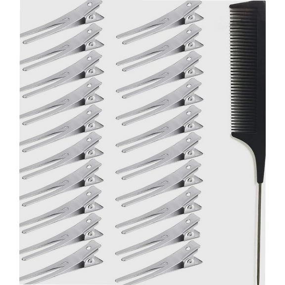 60 Pack Profession Hairdressing Double Prong Pin Curl Clips, 1.8 Inches Hair Clips Metal Alligator Clips Styling Clips for Hair Styling and Haircut