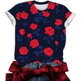 thumbnail image 4 of QIPOPIQ T-Shirts Vintage pour Femmes Mode Décontractée Col Rond Manches Courtes T-Shirt Imprimé Top Liquidation, 4 of 5