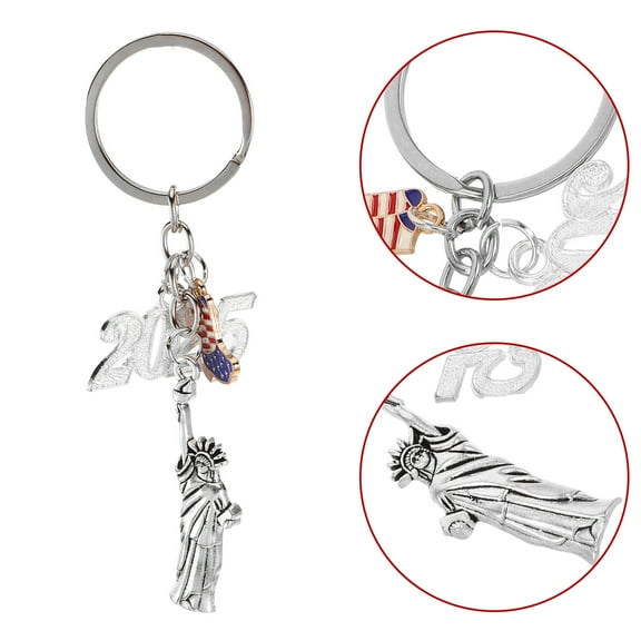 Supvox 4th Of July Keyring New York Design Silver Metal 1Set Accessory For Enthusiasts