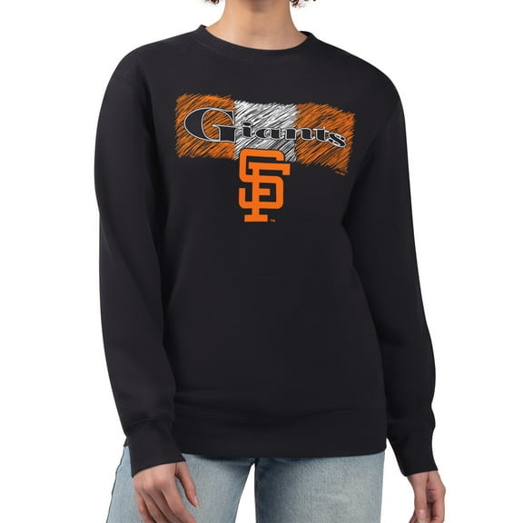 Women's Starter Black San Francisco Giants Team Color Shading Fleece Pullover Sweatshirt