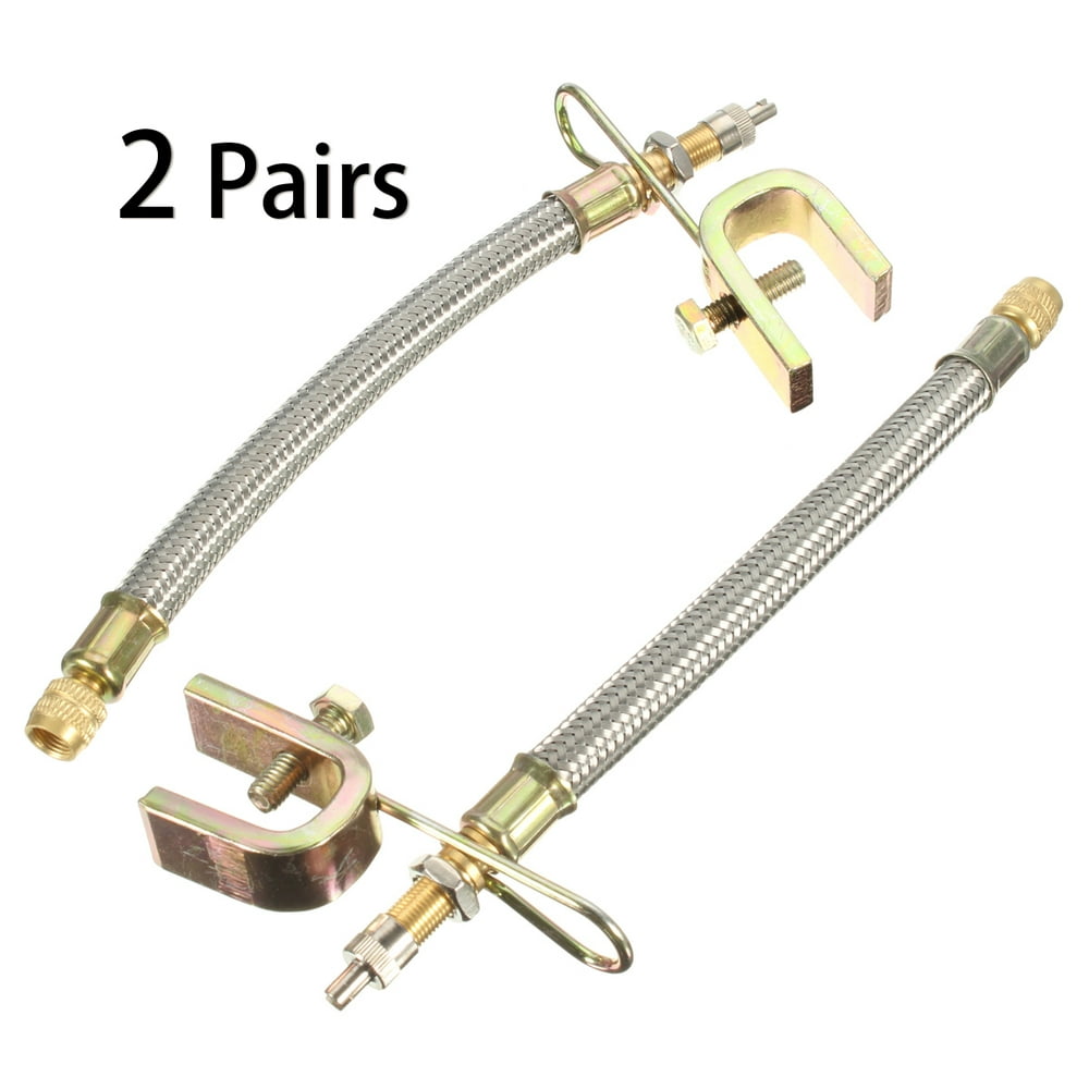4 Pcs 7" Braided Stainless Steel Dual Tire Valve Stem Extension Tyre