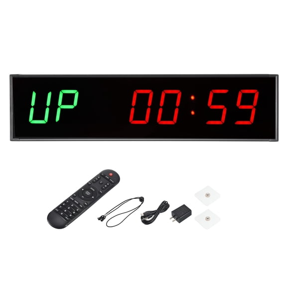 Uxcell LED Gym Timer 11.4" x 3" Gym Clock Count Down/Up Clock Interval Timer with Remote Ultra Clear Digital Display