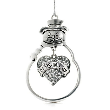#1 Sis in Law Pave Heart Snowman Holiday Ornament (Best Christmas Present For Sister In Law)