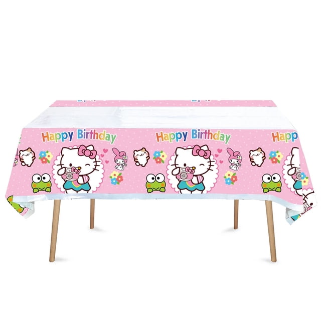 Serie Sanrio Hello Kitty Fiesta de cumpleaños Lindo Kulomi Cubiertos Plato Desechable Banner Topper Bandera Colgante Globos Set Cumpleaños