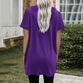 thumbnail image 3 of Women's Short Sleeve Loose Fit Flowy Tunic Tops Dressy Casual Tops for Lady Vintage Round Neck Blouse Comfy Casual Shirts Solid Color Fashion 2024 Summer Clothes for Teen Girls Purple T Shirts S, 3 of 5