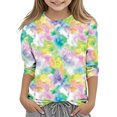 thumbnail image 3 of Girls 3/4 Sleeve Blouse Girls Trendy Tops Toddler Girl Shirts 4T Toddler Girl Shirts Cute Blouse Girls Crew Neck Cute Summer Tops Multicolor-1, 3 of 5