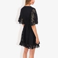 thumbnail image 4 of Women's V-Neck Short Sleeve Lace Mini Dress- Large, Black, 4 of 5