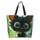 thumbnail image 1 of Fotbe Cute Big-Eyed Black Cat Bolsa Tote Estética de Lona con Estampado para Mujer - Bolsa Reutilizable de Hombro Casual para Vacaciones, Compras, Trabajo y Gimnasio, 1 of 8