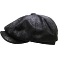 thumbnail image 3 of 100% Genuine Leather Black Mens Ivy Hat Golf Driving Ascot Flat Cabbie Newsboy, 3 of 9
