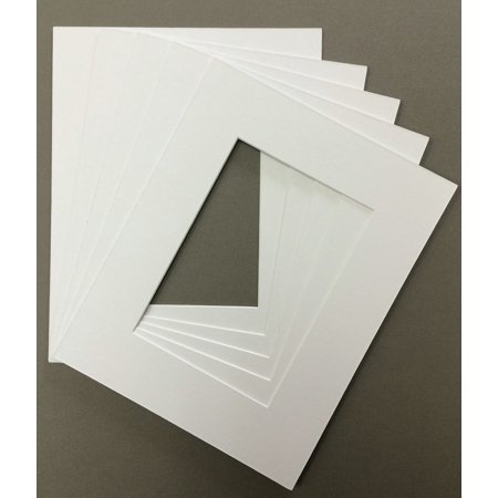 Mutt Mat - Pack of 5 18x24 White Picture Mats Mattes Matting with White Core Bevel Cut for 13x19 Pictures