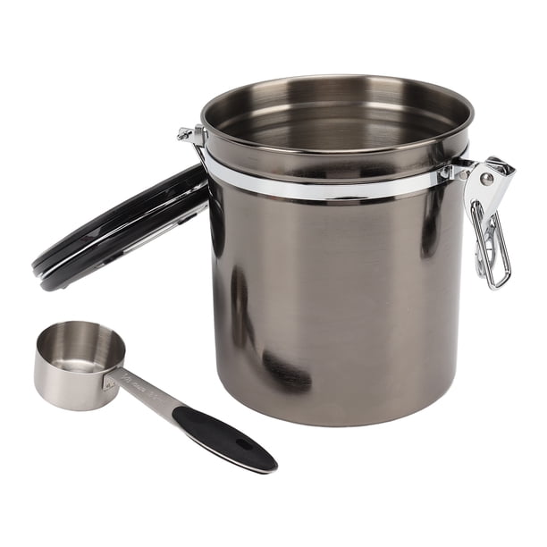 Aqxreight Recipiente De Café De Acero Inoxidable, Recipiente De Café Hermético Recipiente De Café De Acero Inoxidable Con Cuchara Apta Para Té, Nueces,