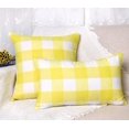 thumbnail image 4 of Set of 2 Cotton Polyester Buffalo Check Plaid Farmhouse Throw Pillow Covers Cushion Case for Spring Summer Home Decor Yellow and White, 12 x 20 Inches, 4 of 5