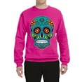 thumbnail image 2 of Wild Bobby Day Of The Dead Sugar Skull Pop Culture Unisex Crewneck Graphic Sweatshirt, Fuschia, Small, 2 of 5