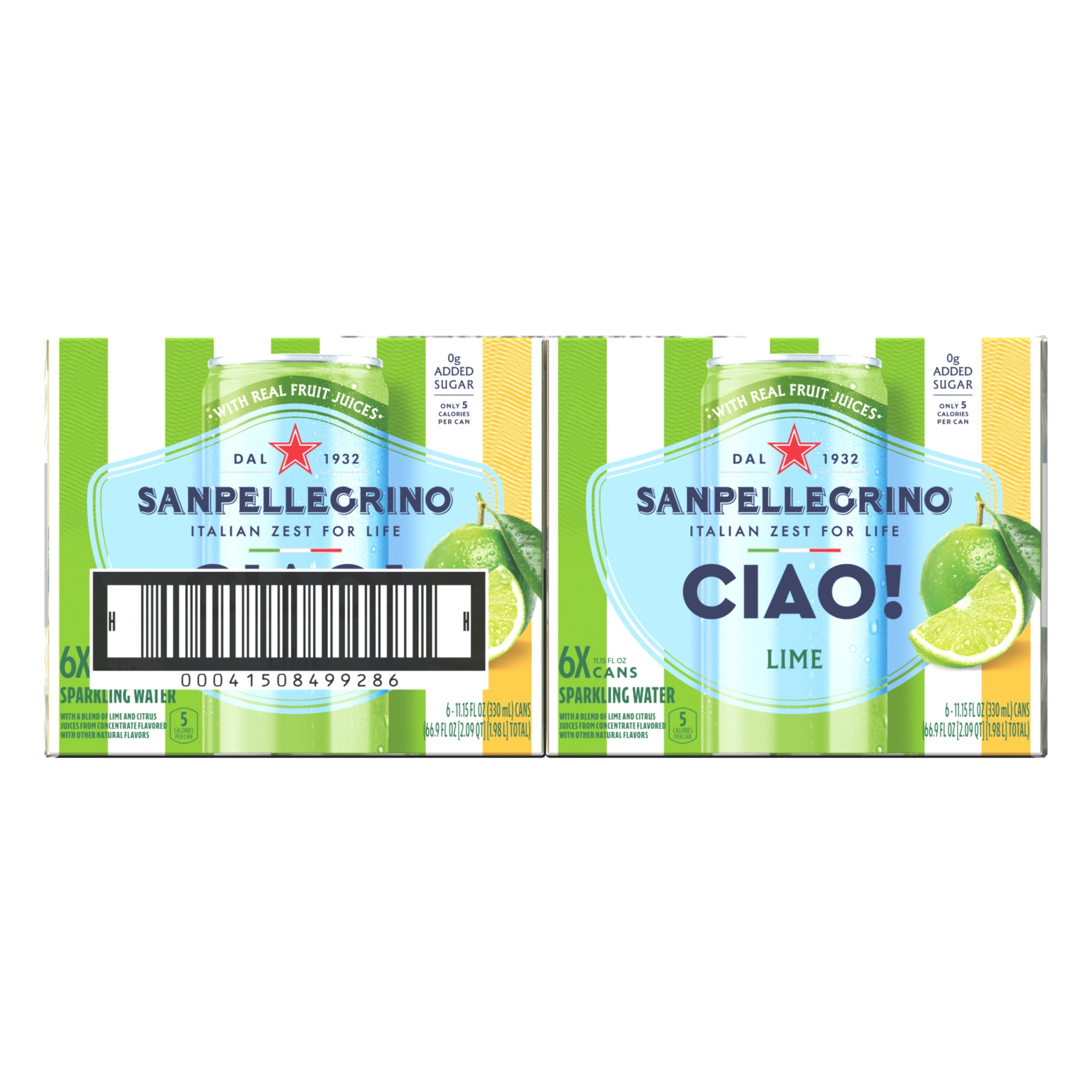 Sanpellegrino CIAO Lime Sparkling Flavored Water with Real Fruit Juices, 24-Pack