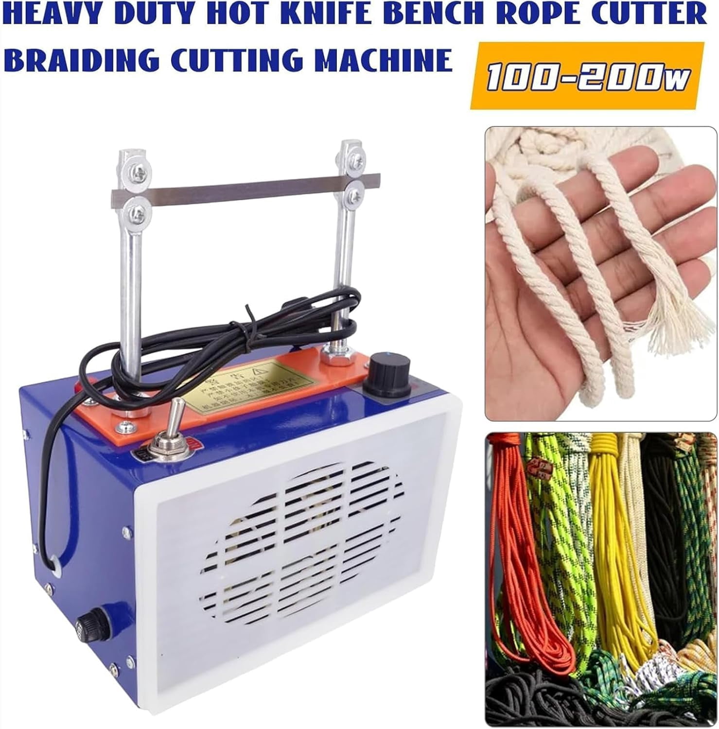Electric Rope Cutter, Rope Cutter Hot Knife Rope Cutting Machine with 0-800℃ Stepless Temperature Control, Cutting Width:0-10cm, Heat Up Faster & High Efficiency, for Ribbon, Foam, Webbing
