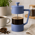 thumbnail image 2 of French Press Coffee Maker, 12 oz Borosilicate Glass Coffee Press, 3-Cup Single Serve Coffee and Loose Tea Maker with Spout and Plunger, Blue, 2 of 7