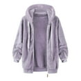 thumbnail image 2 of Fanxing Fleece Hoodies for Women Full Zip Long Sleeve Jacket Coat Plaid Long Sleeve Jacket Coat S-5XL, 2 of 6