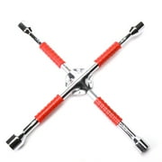 DNA Motoring TOOLS-00099 Durable Chrome Vanadium Steel 4-Way Lug Cross Rubberized Grip Wrench Automobile Car Tire Repair Tool Kit