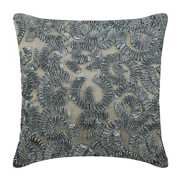 Pillow Cover, Pillow Covers 24x24 Gray, Hmade Grey Shams, Ribbon Scroll Pillow Shams, 24x24 inch (60x60 cm) Pillow Shams, Square Silk Shams, Modern Pillow Shams, Abstract - Sizzle