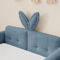thumbnail image 3 of DRNANLIT Twin Size Boucle Upholstered Platform Bed with Cute Rabbit Ear Shaped Headboard, Safety Guardrail & Side Storage Pocket, 3 of 9