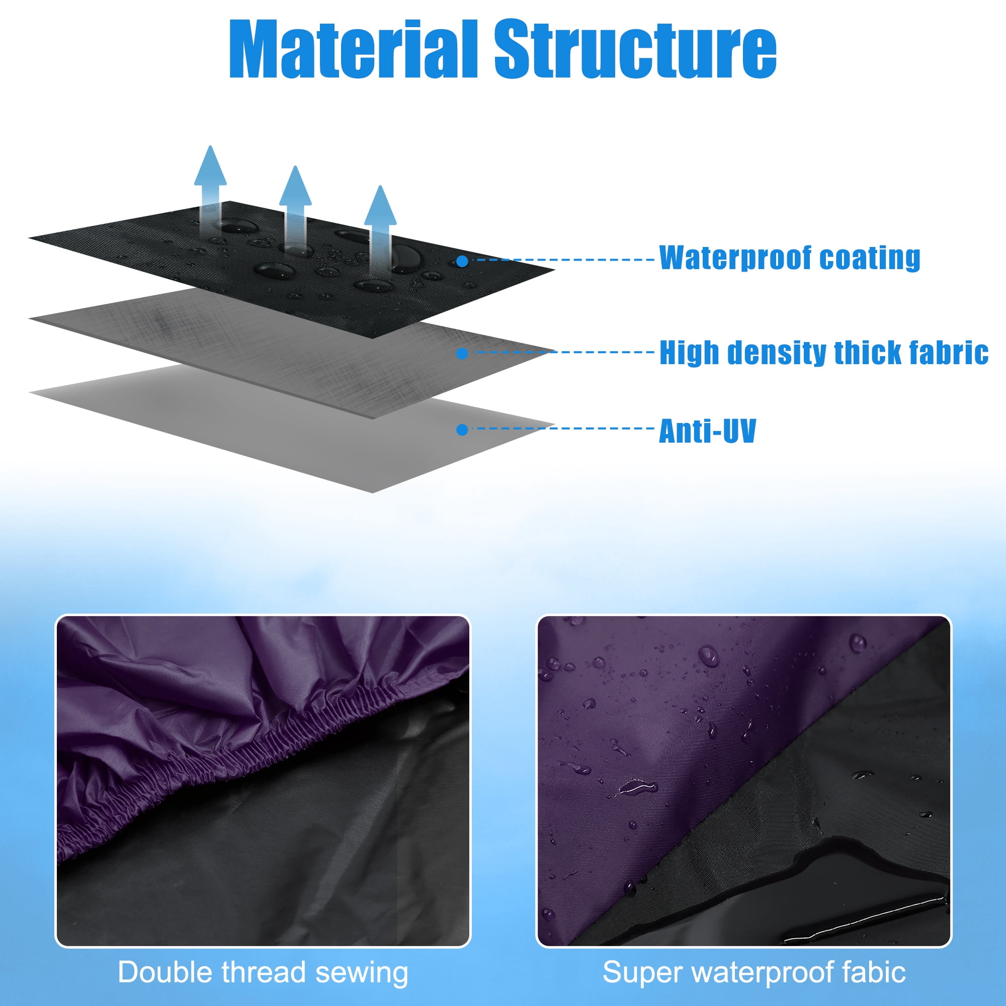 Unique Bargains 180T Motorcycle Cover Protector Rain Dust UV Proof Black Purple XXL