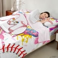 thumbnail image 4 of Meiyoeat Ice Cream Baseball Letter M Full Size Sheets 4-Piece for Girls Teens, Cute Monogram Bed Sheets, Pink White Red, 4 of 6