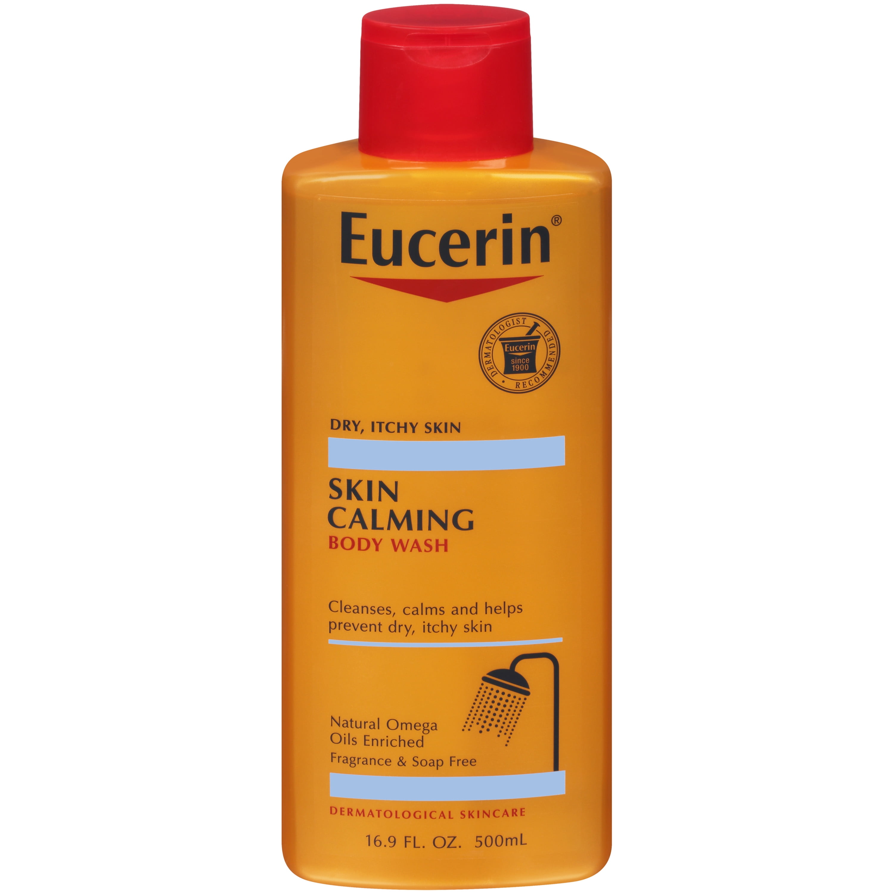 Eucerin Skin Calming Body Wash, Gentle Cleansing Body Wash, 16.9 Fl. Oz. Bottle