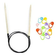 Lykke Knitting Needles Circular Driftwood 47 inches Long (120cm) US 1 (2.25mm) Bundle with Artsiga Crafts Stitch Markers