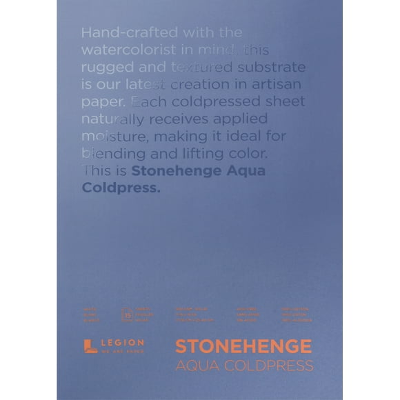 Stonehenge Aqua Block Coldpress Pad 7"X10" 15 Sheets/Pkg-White 140Lb