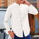thumbnail image 5 of pstuiky Camisas casuales de manga larga para hombre, Camisa informal de manga larga con cuello alto y botones especiales de color sólido para hombre. Tops de hombre l, 5 of 6