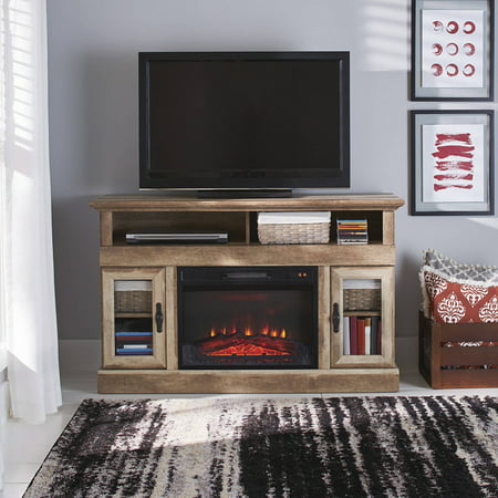 Better Homes & Gardens Crossmill Fireplace Media Console, Weathered Finish