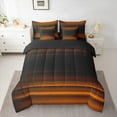 thumbnail image 2 of jejeloiu Retro Stripes Pattern 7pcs Bedding Comforter Set,Abstract Geometric Lines Queen Bedding Sets,Orange Black Queen Sheet Sets For Kids,Microfiber Bedroom Decor Reversible, 2 of 8