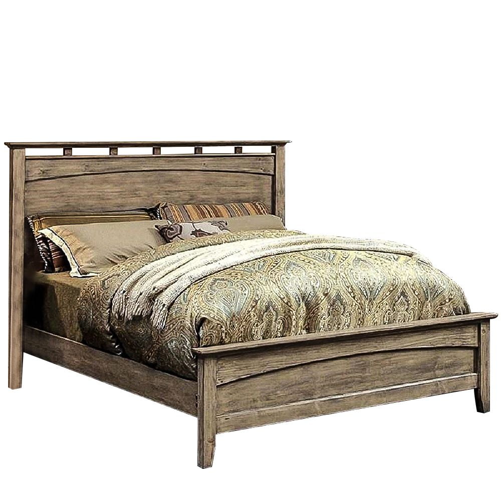 Cal. King Wooden Platform Bed, Weathered Oak