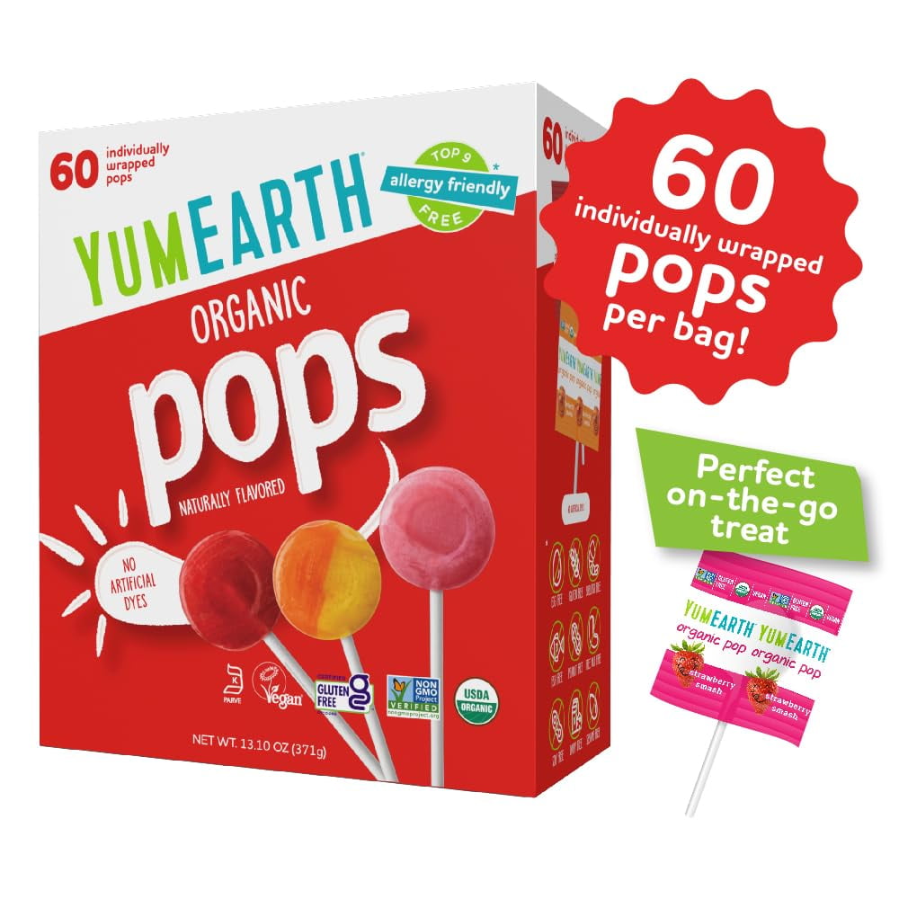 YumEarth Organic Pops, 60 Fruit Flavored Favorites, Allergy