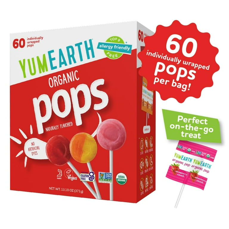 YumEarth Organic Pops, 60 Fruit Flavored Favorites, Allergy