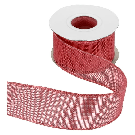 Uxcell Burlap Wired Ribbon 2" x 10 Yard Wired Edge Ribbon Woven Strap, Pink Red