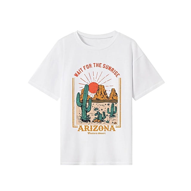 Camiseta de mujer con cuello redondo, camisetas clásicas de verano para ir de compras a la playa SG