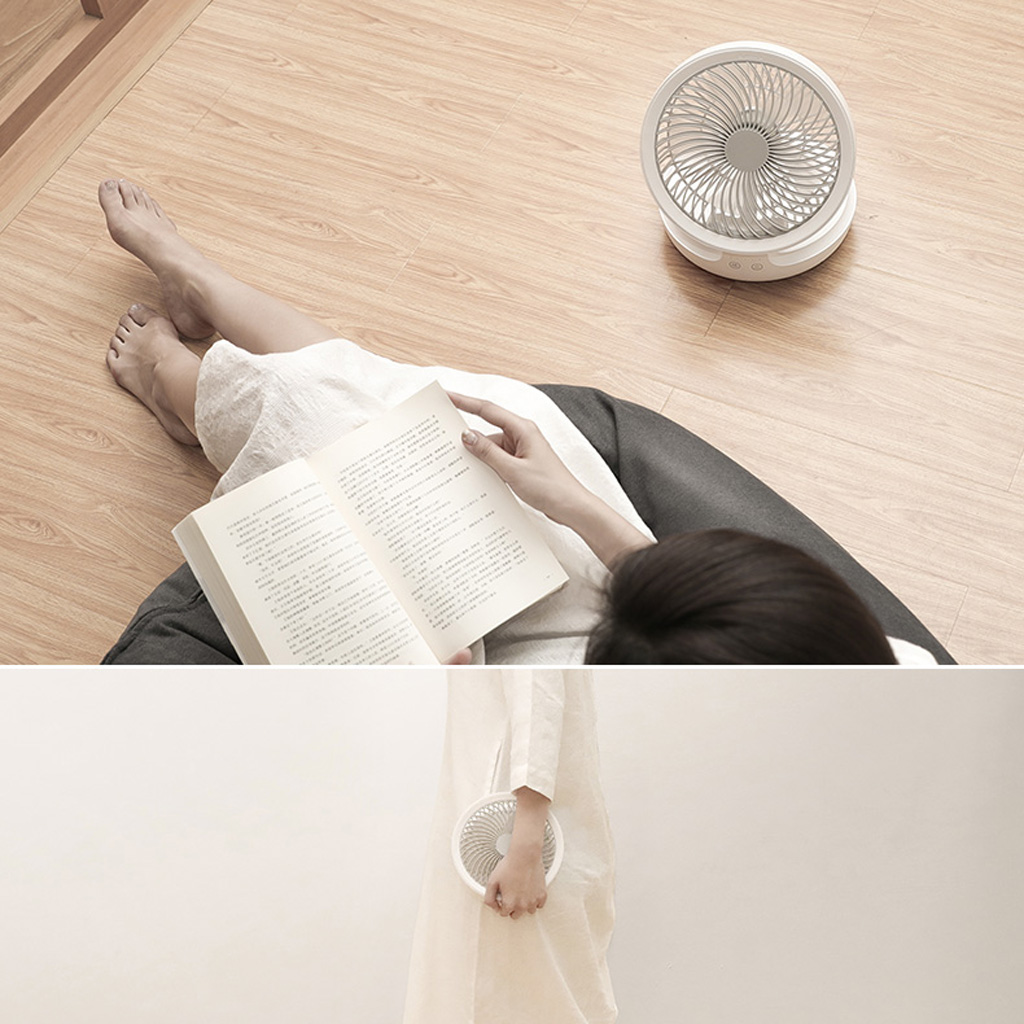 ZUARFY 4000mAh USB Rechargeable Air Circulation Fan 120 Degree Oscillation 4 Speed Foldable Fan With LED Light for outdoor Home