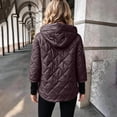 thumbnail image 6 of VEKDONE Womens Diamond Quilted Hooded Puffer Jacket Zip up Padded Coat Relaxed Fit Warm Jackets Fall Winter Fashion Outerwear for Commuting, 6 of 9
