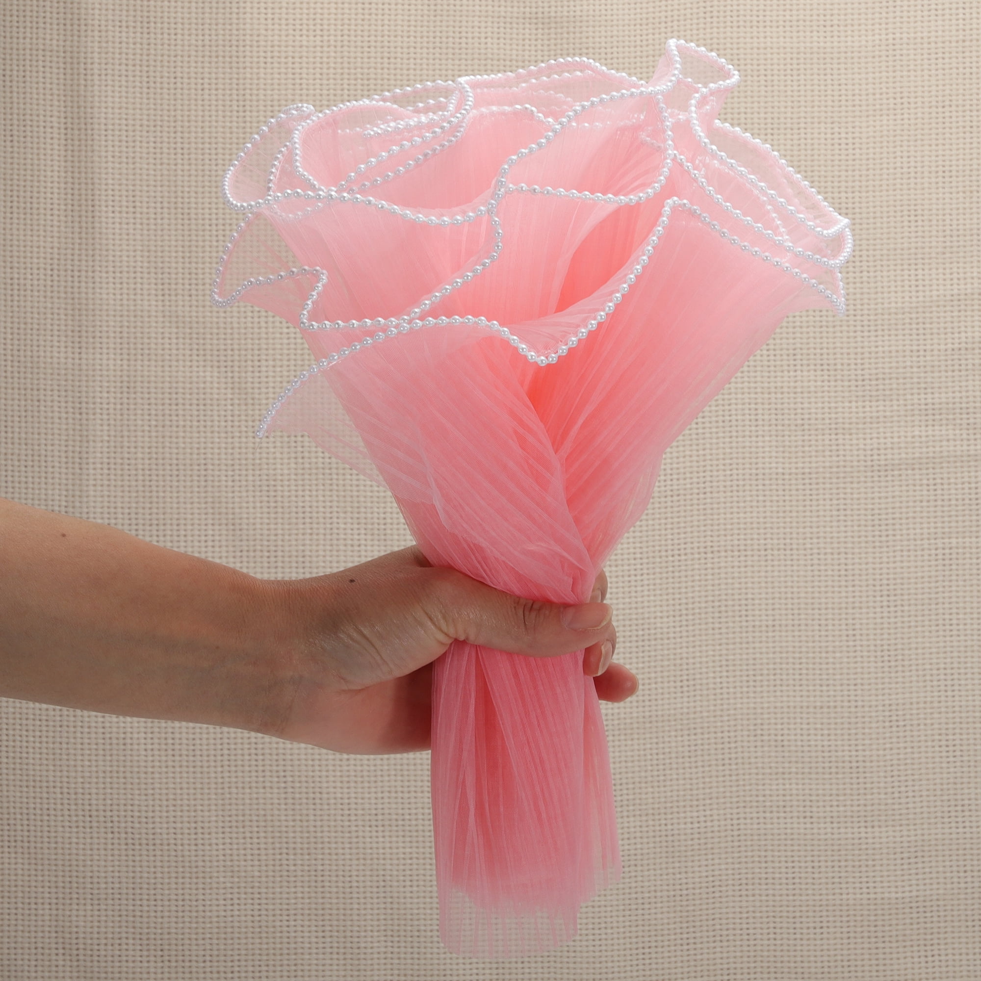Unique Bargains Faux Pearl Edge Flower Wrap Paper for All Occasions 1 Pc Pink
