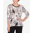 thumbnail image 4 of Alfred Dunner Womens Floral Linework Sharkbite Hem Top, 4 of 6