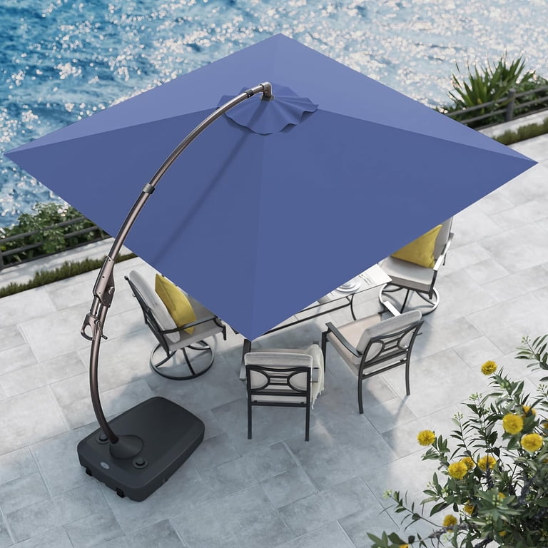 10x10 patio umbrella sale Mojia FT Square Cantilever with Solar LED Lights and Cross Base, 360 Rotation Large Heavy Duty Offset Outdoor Umbrella with Easy Tilt for Pool Backyard Deck Garden For added rust resistance Member's Mark 10' x 10'