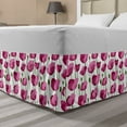 thumbnail image 1 of Flower Bed Skirt, Delicate Spring Floral Art with Tall Stems and Blooming Buds, Elastic Bedskirt Dust Ruffle Wrap Around for Bedding Decor, 4 Sizes, Dried Rose Fern Green, by Ambesonne, 1 of 2