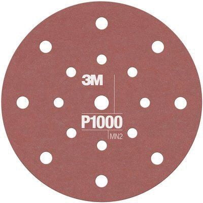 3M 34803 270J Series Flexible Dust Free Abrasive Disc, 6 in Dia, P1000 Grit, Hook and Loop, Brown