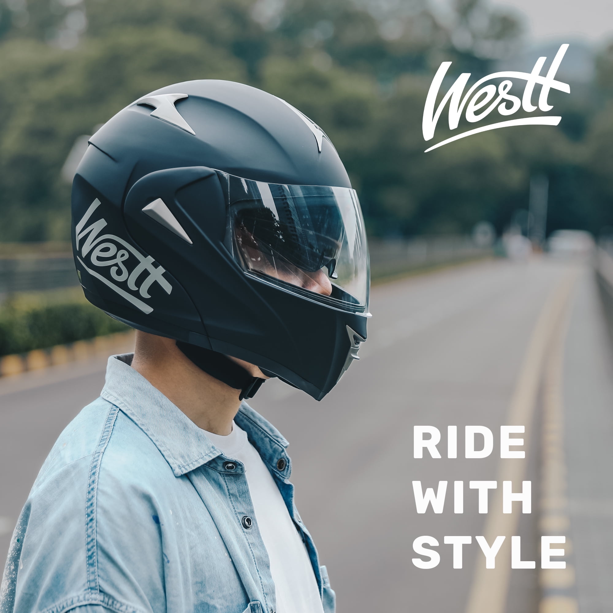 Westt Motorcycle Helmets Modular ATV Helmet with Dual Visor for Men & Women Full Face Helmet Flip Up, DOT Approved