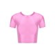 thumbnail image 3 of Camiseta de manga corta brillante con aceite para mujer, top corto de color liso, cuello redondo, corte ajustado, blusa con el ombligo al descubierto, camiseta para yoga y fitness, 3 of 5