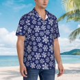 thumbnail image 5 of Goofa Snowflakes On Dark Blue Hawaiian Shirt for Men, Unisex Summer Beach Casual Short Sleeve Button Down Shirts,Aloha Tropical Floral print shirt-, 5 of 9