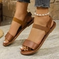 thumbnail image 6 of Hopeusnice Sandals for Women Non-Slip PU Materials Summer And Fall Shoes Soft Women's Sandals Breathable Trendy Flat Heel Peep-Toe Round Toe Roman Round Toe Outdoor Shoes Brown 41, 6 of 9